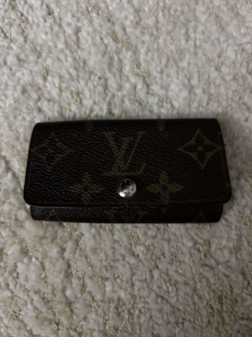 Louis Vuitton Monogram Key Pouch in Dark Brown with Gold Accents